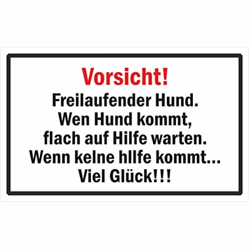 Indigos UG Aufkleber Hinweisschild zur Grundbesitzkennzeichnung Vorsicht! Freilaufender Hund. - 20,00 cm x 12,00 cm - selbstklebender Sicherheits Aufkleber für Tür oder Wand