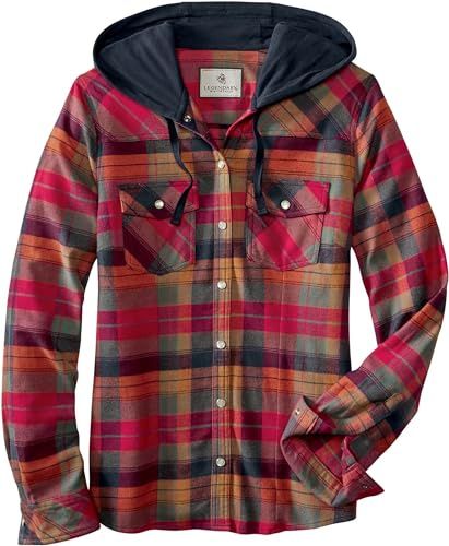 Legendary Whitetails - Camicia da Donna in Flanella con Cappuccio, Pesante, Elasticizzata, con Bottoni, S