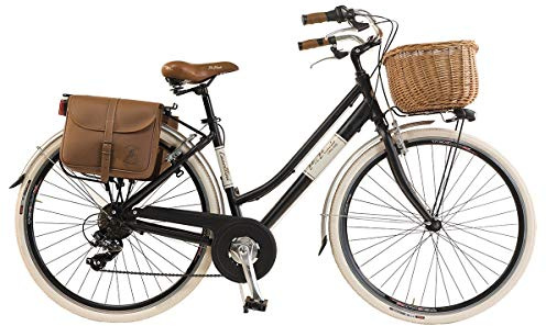 Via Veneto by Canellini Bici Citybike CTB Cykel för dam, vintage, Via Veneto, i aluminium, korg och ringklocka (svart, 46)
