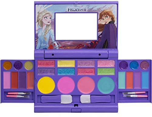 Disney Frozen All-in-One Kids Kosmetik Kompakt Set Waschbarer Lippenglänz, Augenschimmer Wange Schimmer Pinsel Buntes Schönheitsset für Mädchen Kinder Kleinkinder Alter 3+ von Townley Girl