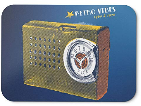BLAK TEE Vintage Retro Radio Mouse Pad 18 x 22 cm in 3 Colours Blue