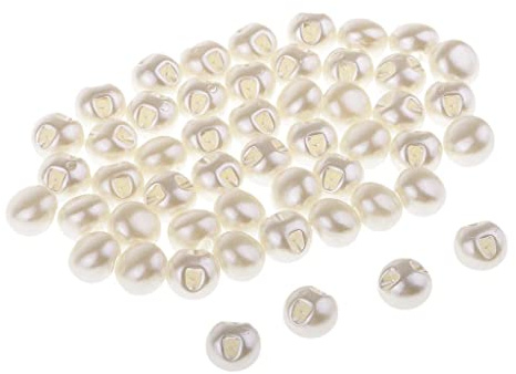 Sharplace 50er Set Knöpfe Perlen zum schneidern, Dekoknöpfe Perle Perlenknöpfe Perlmutt Brautkleid Deko, 10 mm-Plastik