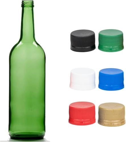 Vigo Presses Green Glass Bottles with Screw Caps – Bordeaux Style for Wine and Juice – Pack of 24 with Tamper Proof Caps Supplied (Gold Caps)