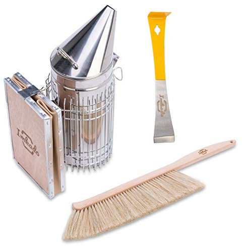 Imkado Imker Einsteiger Set Standard - Premium Edelstahl-Smoker, Bienenbesen, Stockmeißel - Einsteiger-Set Imkereibedarf