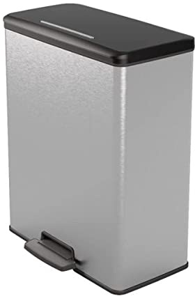 CURVER Poubelle Deco Rectangular Duo 65L, Gris métallisé, 48,6x28,4x61,5 cm, 100% matière recyclée(Version précedente)