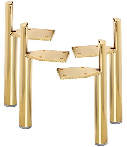Lavane Direct 5 inch Metal Furniture Legs, Set of 4 Modern Iron Tapered Side Mounted Furniture Replacement Feet Gold for Home DIY Project Sofa Couch Table Cabinet Bed