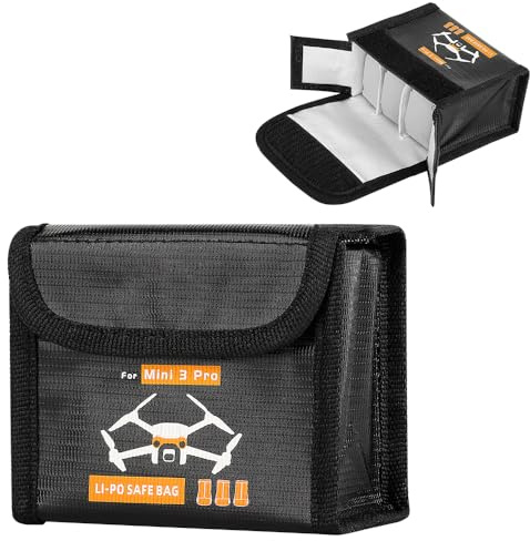 CJBIN Lipo Safe Bag für Mini 3 Pro, Großer Explosionsgeschützte Feuerfeste Tasche, Lipo Bag Feuerfest zum 3 Stück Akkus Aufbewahren, Strahlenschutz Akku Tasche, Akku Aufbewahrungstasche für RC Drohne