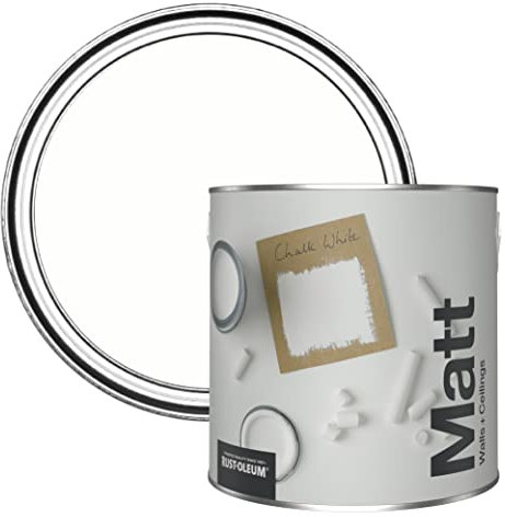 Rust-Oleum Colours Matt Emulsion Wall and Ceiling Paint - Chalk White 2.5L