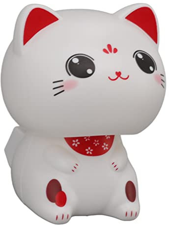 Gato de la Suerte Que Asiente con la Cabeza, Mini Gato de la Suerte con Energía Solar, Restaurantes, Salpicadero de Coche, Decoración Feng Shui para la Suerte de la Felicidad de (con Ojos Grandes)