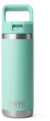 Yeti Rambler 18 oz Bottle, Vacuum Insulated, Stainless Steel with Straw Cap, Seafoam