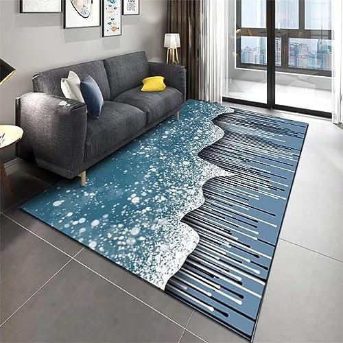 RUGMRZ Auslegware Teppichboden Luxus Wohnzimmer, modern und minimalistisch Balkon Teppich blau sitzecke Teppich Kitchen Rug Auslegware Teppichboden kurzflor teppich80x150CM
