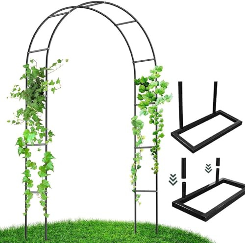 MISKYN Arco for Plantas De Metal for Rosal Trepador, Marco De Soporte De Jardín con Base, Arco Jardin Exterior, Negro 140X230cm 180X230cm 300X230cm,Blanco,W1.2M*H2.2M