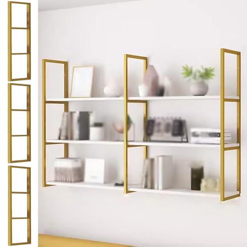 Staffe per mensole sospese per carichi pesanti da 30 cm x 110 cm con viti, staffa per mensola a parete a 3 strati (senza tavola), staffa di supporto per mensola a parete in metallo (Color : Gold, Si