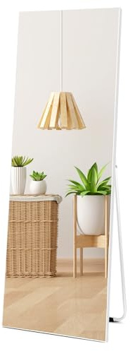 Hoikwo Full Length Mirrors 150x51 cm (59x20 inches),Standing Mirror with White Frame for Bedroom, Living Room or Bathroom