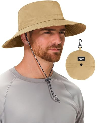MELLIEX Sonnenhut Herren Damen UV-Schutz Boonie Hat Wasserdicht Atmungsaktiv Wanderhut Breite Krempe Anglerhut Outdoor Safari Hut, Khaki
