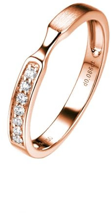 Epinki Ring 18 Karat Rosegold, Klassiker Freundschaftsringe mit Diamant Ovalschliff, Rosegold Au750 Trauringe Diamantring Hochzeitsring Damen Echtschmuck, Individuelle Größen
