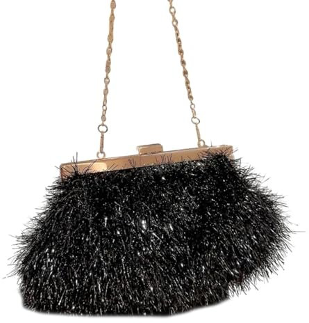 YUEZHAN Abendtasche Damen Clutch Frauen Abend Clutch Geldbörse Dame Elegante Hochzeit Abschluss Ball Party Handtasche Telefon Brieftasche Beutel Mit Abnehmbarer Kette Umhängetasche Schwarz
