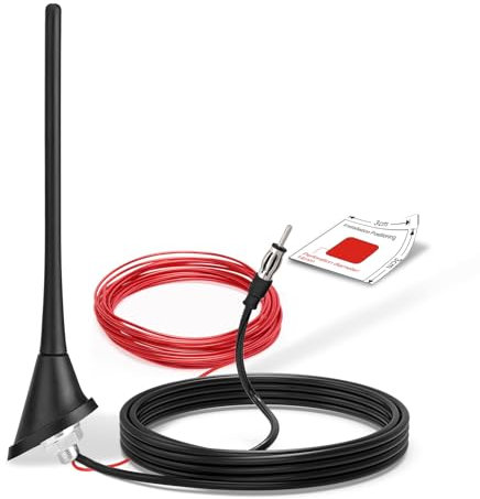 Eightwood Auto antenne Dach Aktive Antenne Auto mit Verstärker fm am Autoradio antenne kurz + 5M Kabel für Auto LKW SUV Stereo Receiver Media Head Units Digital Radio FM Tuner usw.