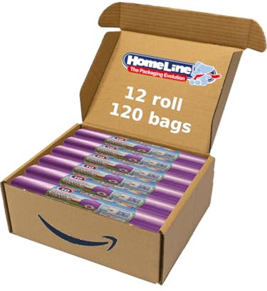 HOME LINE - 120 bolsas de basura de 110 litros - 70 x 110 cm - Bolsas con lazos, antigoteo y ultrarresistentes | Bolsas de basura para recogida selectiva - Color violeta