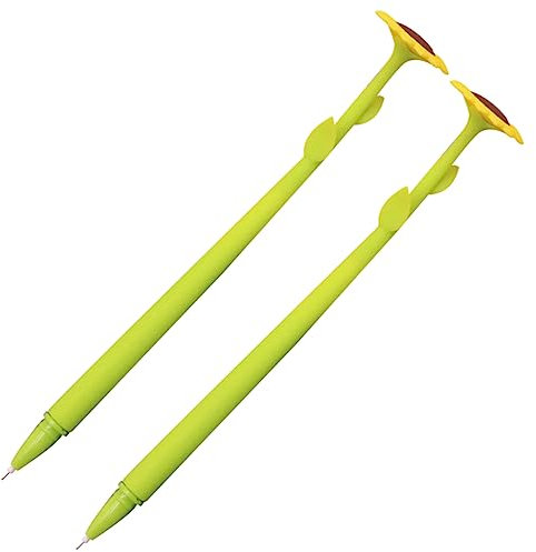 TOGEVAL 2stücke Pack Cartoon Sonnenblumen Schreibstift Gelstift Niedliche Schreiber Schreibwerkzeuge Für Schüler Schulbedarf Grün