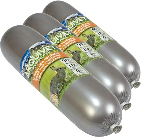 ARQUIVET Salsicce di coniglio con Verdure - alimento umido per cani - coniglio con ortaggi - 500 g (Confezione da 3)