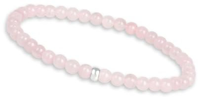GD GOOD.designs Rosenquarz Perlenarmband Damen mit echten 4mm Natursteinen und 925 Silber Perle - Edelstein Armband I Kugelarmband mit Naturstein Perlen