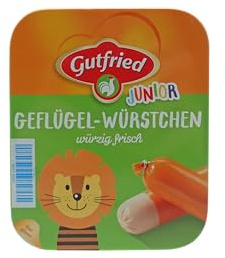 TANNER - Der kleine Kaufmann DEKO - Gutfried Geflügel-Würstchen aus Holz (Abmessung 9,5 x 8 x 2,6 cm, Material Metall + FSC-zertifiziertes Holz) 0941.5