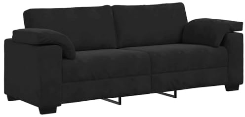 vidaXL Sofá de 3 plazas Terciopelo Negro 220x77x82 cm