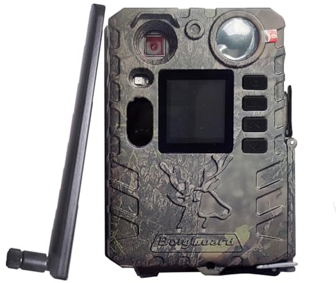 BolyGuard Wildkamera 4G 37MP 4K WLAN mit LCD-Display, Tarnmuster-Gehäuse, Nachtsicht-LED, Drahtlose Übertragung Scharfe Nachtaufnahmen, Farbbilder bei Nacht, Ideal für Wildtierbeobachtung und Sicherhe