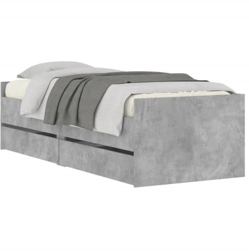 HEFZGDB Bettgestell mit Schubladen Betongrau 90x200 cm Ehebett Bettgestell Einzelbetten Doppelbett für Wohnbereich Schlafzimmer Gästezimmer Herberge