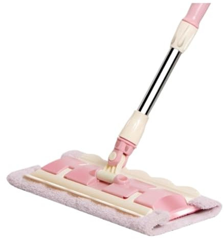 SHCHNA Spazzolone per Pavimenti Pulizia Professionale con Mocio per Pavimenti in Laminato E Piastrelle in Legno Duro con Manico Telescopico in Acciaio Inossidabile Mocio Pavimenti Mocio Mop(Pink)