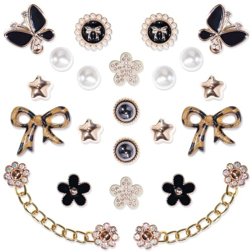22 Pcs Rhinestone Flower Bling Shoe Charms for Women Clog Sandals