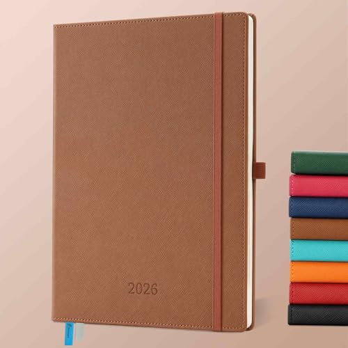 IN-LUXPRO Kalender 2026 Buchkalender Horizontal PU-Einband 1 Woche 2 Seiten | Kalender 2026: Buchkalender Ringbuch
