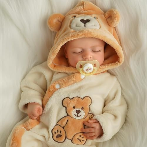 BABESIDE Muñecas Reborn Bebé Niño 20 Pulgadas Muñeca Realista Durmiendo Cuerpo de Tela Suave Realista Recién Nacido Cabello Dibujado con Accesorios de Juguete Regalo para Niños Mayores de 3 Años