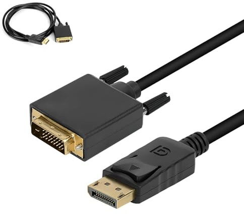 Générique Câble DisplayPort vers DVI 1,8 m, DP mâle Stecker auf DVI 24+1 mâle Stecker, 1080p Full HD, Vergoldete Kontakte kompatibel mit PC, Laptop, Monitor, Beamer