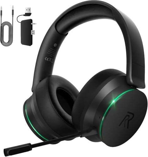 Wireless Gaming Headset für Xbox Series X|S, Xbox One, PS5, PS4, Noise Cancelling Bluetooth 5.3 Kabelloses Gaming Kopfhörer, PC Headset mit Mikrofon, 3D-Surround-Sound, 45H Batterie, Schwarz-Grüne