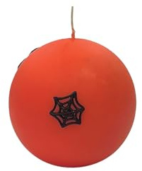 Cereria Di Giorgio - Candela Sfera Arancione Decorata con Ragnatele e Ragni in Cera - Diametro 10 cm - Durata 49 ore - Halloween - Idea Regalo - Artigianale