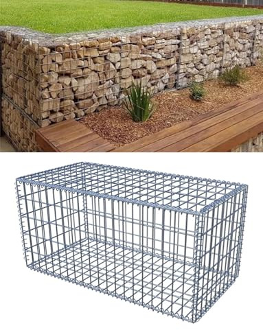 ​Decorative Gabion Cage & Fence Kit - Galvanized Steel Stone Basket for Garden Walls, Patio Edging, Landscaping and DIY Outdoor Projects​(2x2in,11.8x39.4x39.4in)