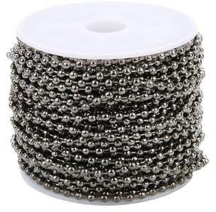 AMENGJ Catena a Palline 10 Iarde/Rotolo Larghezza 1,5/2/2,4 mm 7 Colori Metallo Ferro Perline Catene a Maglie Catena for collane all'Ingrosso for la creazione di Gioielli Fai da Te(Black,1.5mm)