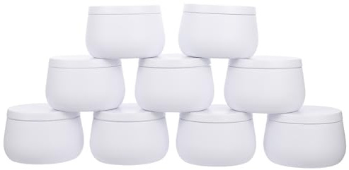 SEWACC Scatola di Latta Rotonda per Conservazione Alimenti e Caramelle, Barattolo per Tè Sigillato in Metallo Resistente, Contenitore Multiuso per Candele, Perline e Gioielli, Set da 9