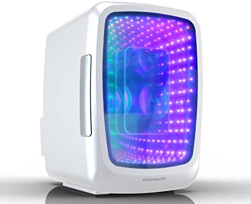 Proaustin Gaming Light Up Mini Beverage Refrigerator, 6 can, 4 liters, Cooler with large see through door and LED lights Perfect for Gaming Experience, Home, Office, or Cars.12V Charger (Stealth)