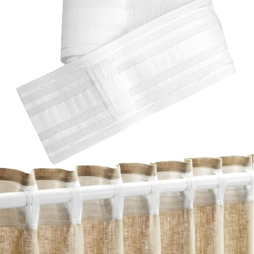 SIXHAOBU 3 Inch Header Tape, 10 Metres Curtain Tape, Detachable Multifunction, White Pencil Pleat Curtain Header Tape for Blackout Lining, Home Sewing, DIY Detachable Curtain and Rod Pocket