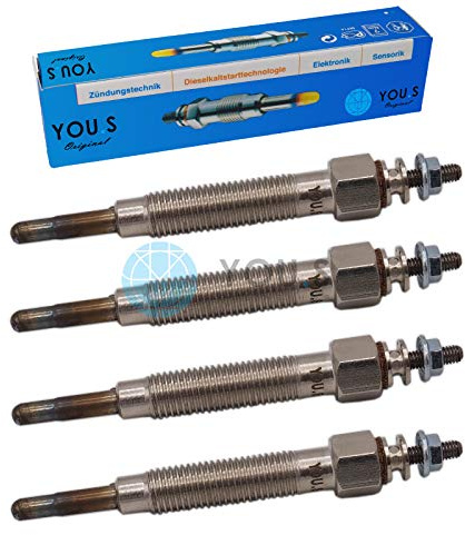 YOU.S Original Glühkerze 12 Volt Gesamtlänge: 96,0 mm Gewindemaß: M10x1,25 (4 Stück) - MD050212