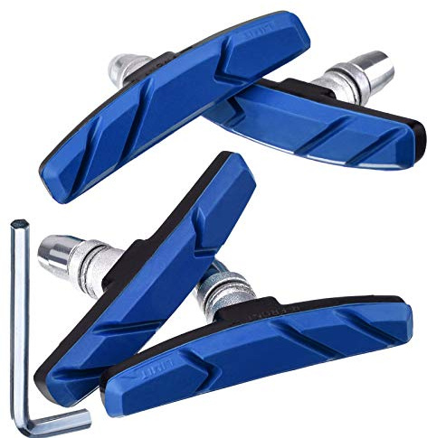 Hotop 2 Paar V Fahrrad Bremsbeläge mit Sechskantmuttern und Distanzstücken V Fahrrad Bremsblöcke Set 70 mm (Blau)