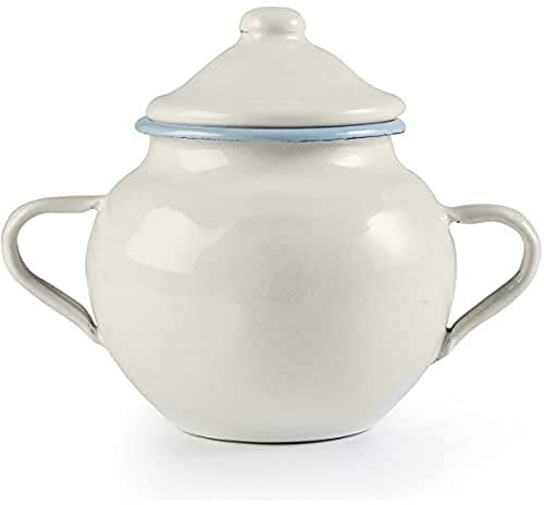 IBILI 921405 Sucrier avec Couvercle Versalles, Acier, Blanc, 14 x 10 x 11 cm