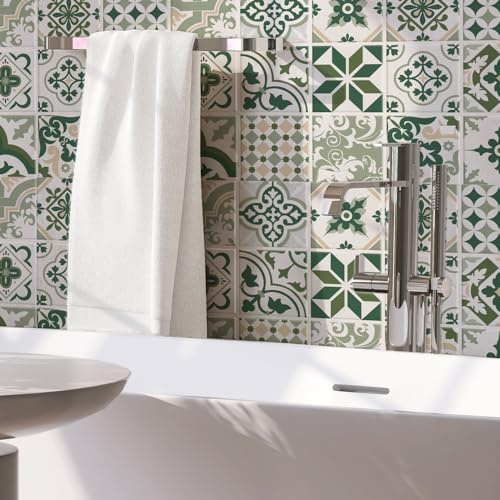RE-COVERTILES Adesivi Piastrelle Cucina Bagno in PVC 36 Pz 10x10 cm PS00090 | Materiale PVC, Impermeabile, Antigraffio, Decorazione Parete, Peel and Stick, Made in Italy