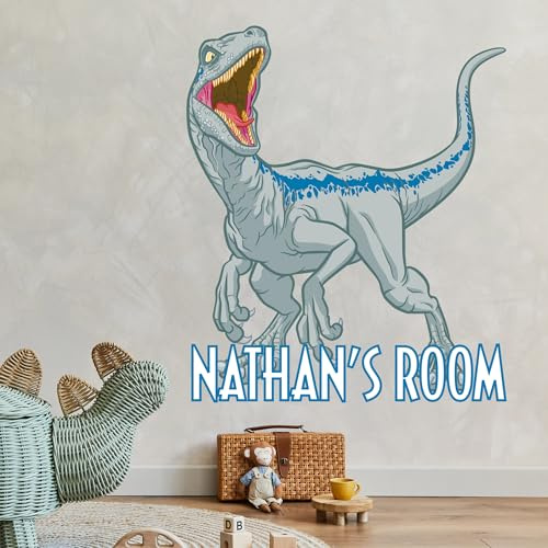 Beautiful Game Jurassic World Wandtattoo Fallen Kingdom, Velociraptor Dinosaurier, personalisierbar, Vinyl, 60 cm