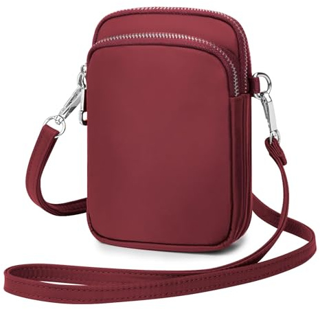 Wind Took Handy Schultertasche Kleine Damen Umhängetasche Handytasche Brieftasche Kartentasche Crossbody Bag Mini Sack, Rot(für 5.8 IN Handy), L/W/H:11x5x17 cm