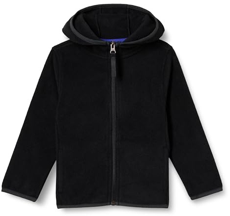 Amazon Essentials Chaqueta de Forro Polar con Capucha y Cremallera Completa Niño, Negro, 11-12 años