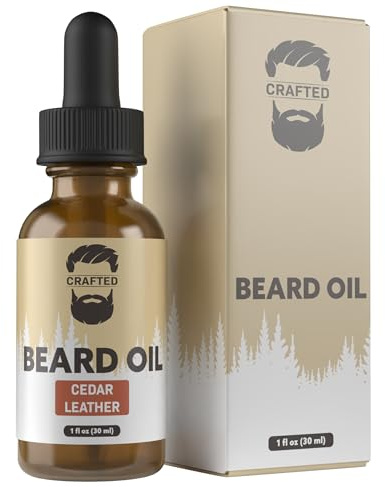 Beard Oil by Crafted Beards - Beard Oil Conditioner - Leave Your Beard Feeling Amazing - All Natural Ingredients - No Residue - Mustache Oil - 1oz - Made in the USA (Cedar Leather)